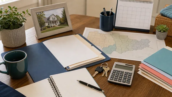 Probate notes, folders, and house keys for records review
